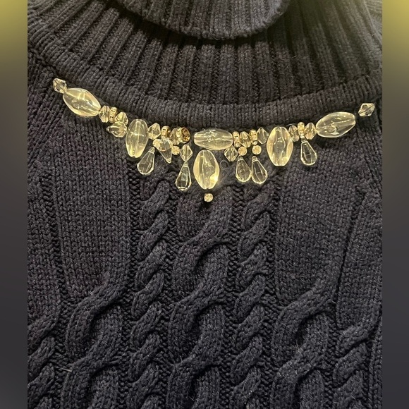 Bluegirl Navy Sweater Dress with beaded neckline - Picture 7 of 17